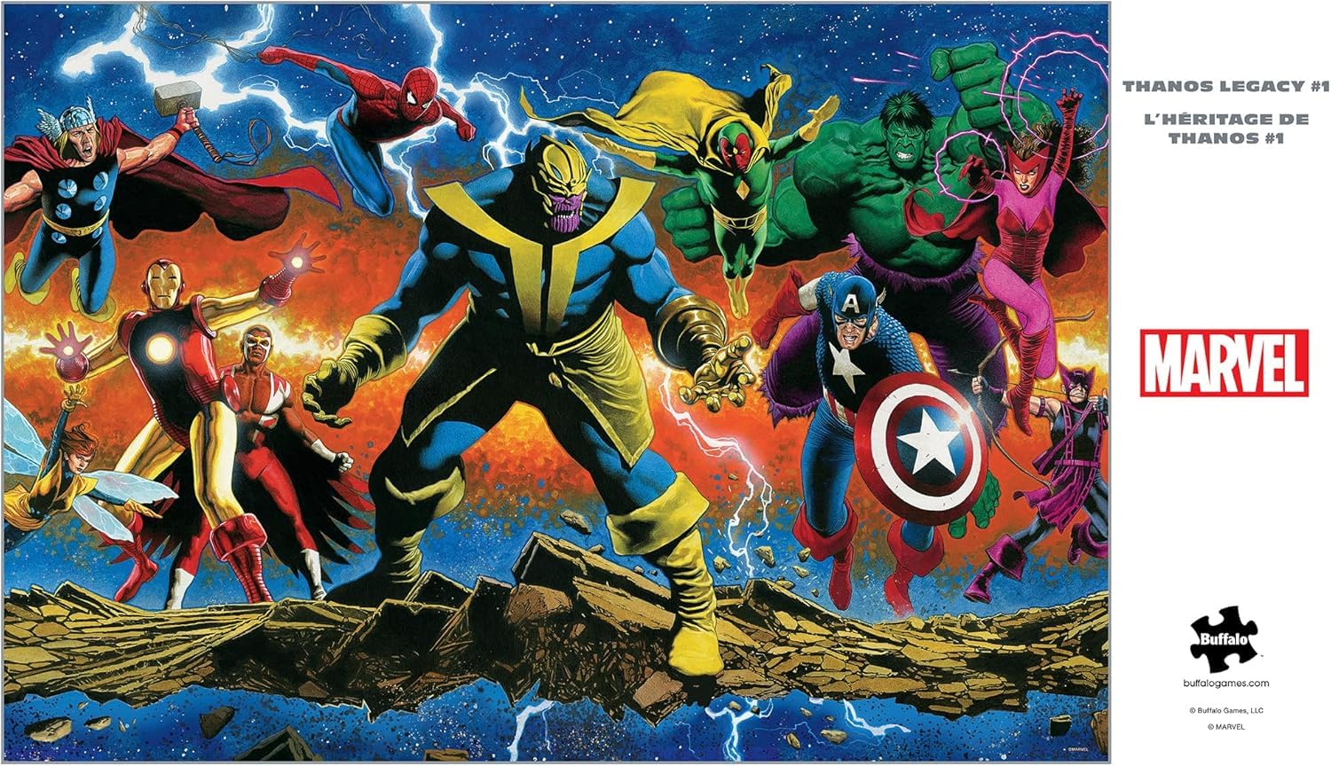 Buffalo Games - Silver Select – Marvel – Thanos Legacy #1 – Puzzle de 2000 pièces pour Adultes – Puzzle Stimulant Parfait pour Les soirées de Jeu – Taille finie : 38,50 x 26,50 cm