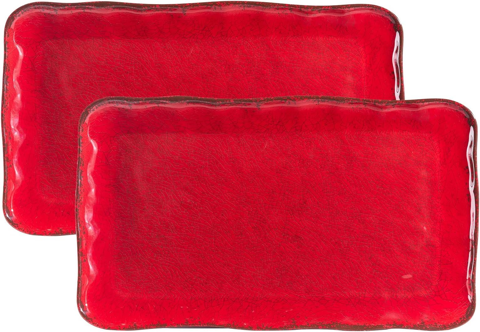 LEHAHA Christmas Melamine Platters for Serving Food, Colored Serving Trays, 17.5 x 10 Rectangular Turkey Serving Tray, Set of 2, Perfect for Outdoor, Christmas Parties, Restaurant, Dishwasher Safe