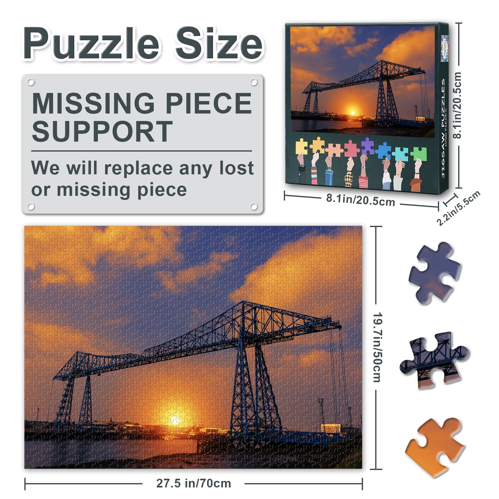 Puzzles for Adults 1000 Pieces, Middlesbrough Transporter Bridge Jigsaw Puzzles - Image 3