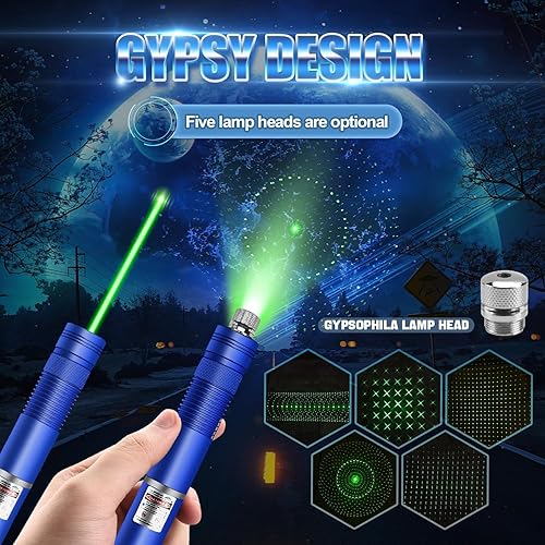 Miniatura 4 de Linternas tácticas de puntero láser verde, largo alcance 20000 pies, potente linterna táctica con puntero láser, puntero láser recargable de alta