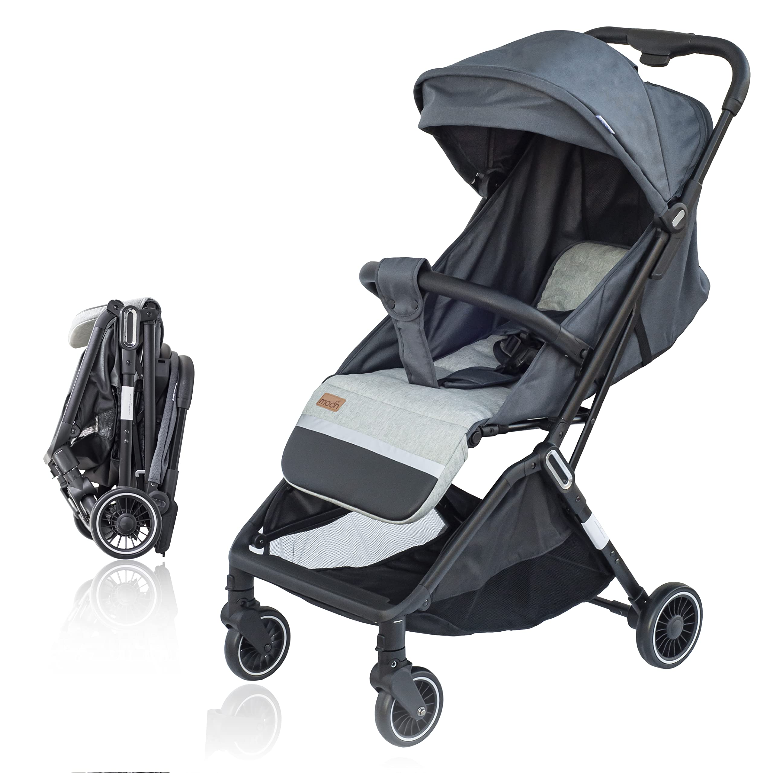 MOON Pronto Autofold Lightweight Travel Stroller For Kids/ Baby From 0Months+ (0-18Kg)| Compact Fold | Multi Position Reclining Seat | One Hand Fold Stroller --BLACK