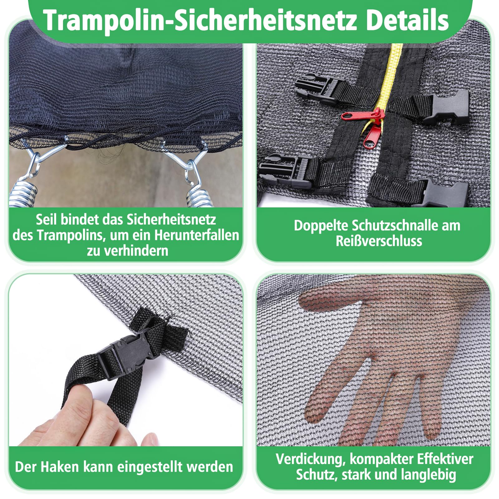 Trampolin Ersatznetz Sicherheitsnetz Ersatznetz Trampolinschutz Trampolin Netz 8 stangen