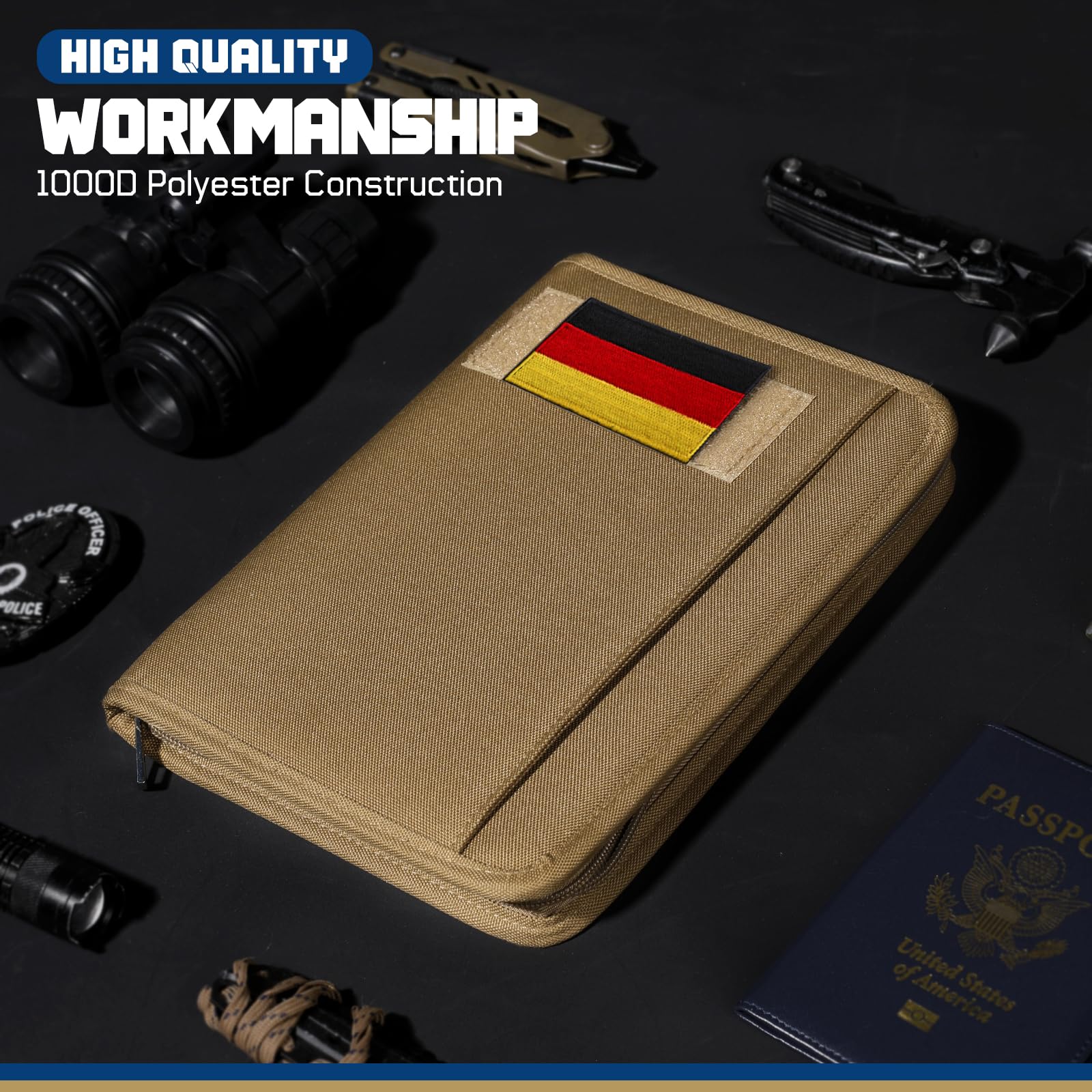 WYNEX Tactical Notebook Padfolio Ringbinder mit 80 Blatt, Notebook taktische Portfolio Binder mit Reißverschluss für taktische Ausrüstung und Organizer, Armee Militär nachfüllbar A5 6 Ringbinder