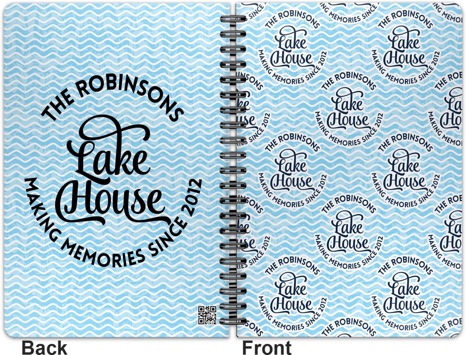 Personalized Lake House #2 Spiral Notebook - 7x10 w/Name All Over