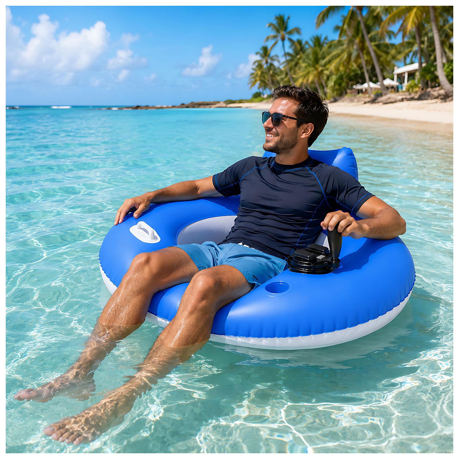 liuyunfeiGL Motorized Pool Float Lounge Chair for Adults with Dual 46W Propeller Motors Round