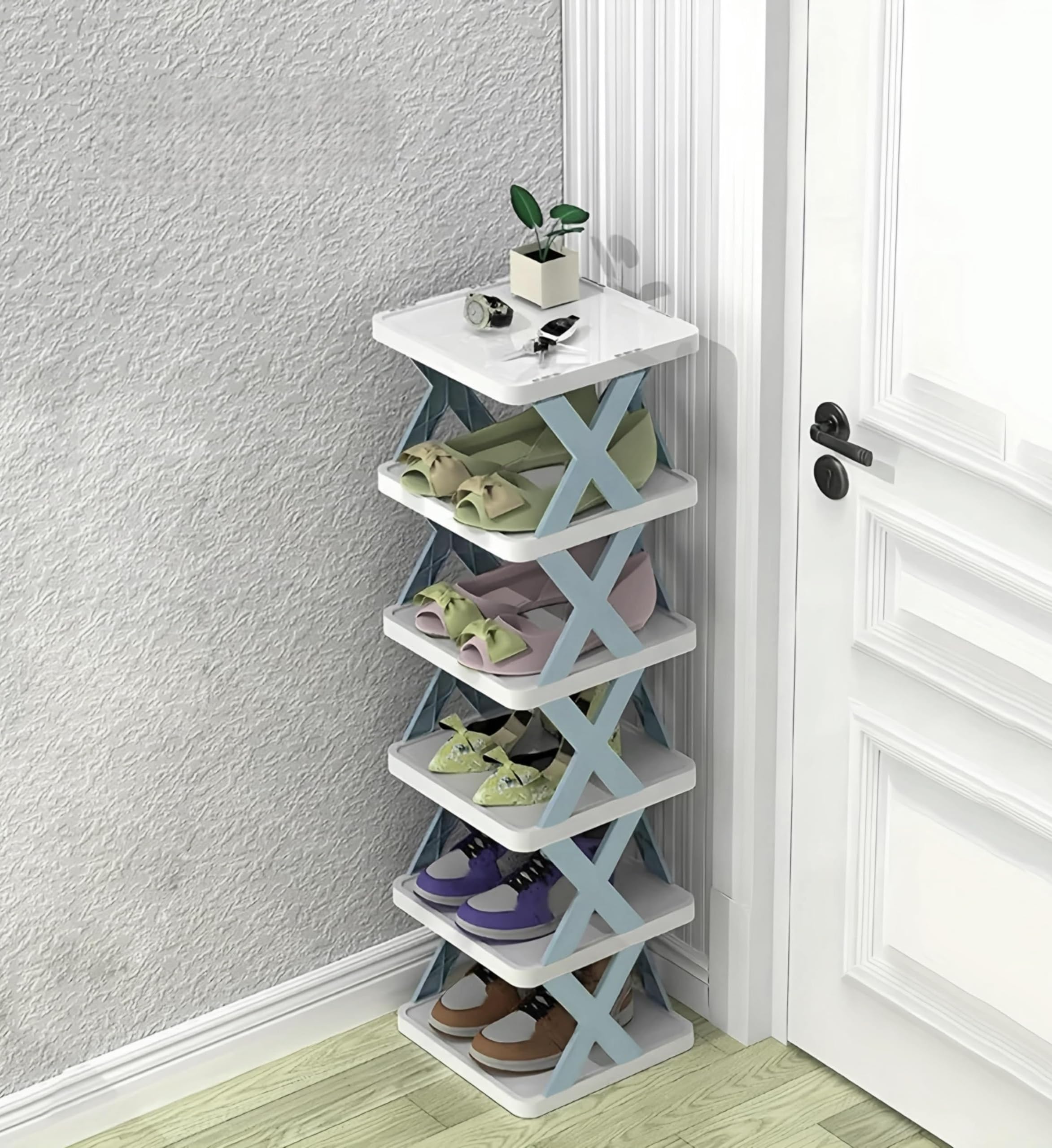 NYALKARAN Multi-Purpose Stackable Shoe Rack for Home, Stylish Shoe Storage Organizer for Entryway and Bedroom - Easy Assembly, Space Saver Stand for Footwear (6 Layer, Grey) (B0CRF468QG) Amazon Price History, Amazon Price Tracker