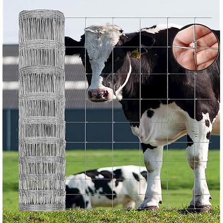Galvanized Farm Fence, Flexible Garden Fence for Vegetables, Garden & Fruits, Cattle...