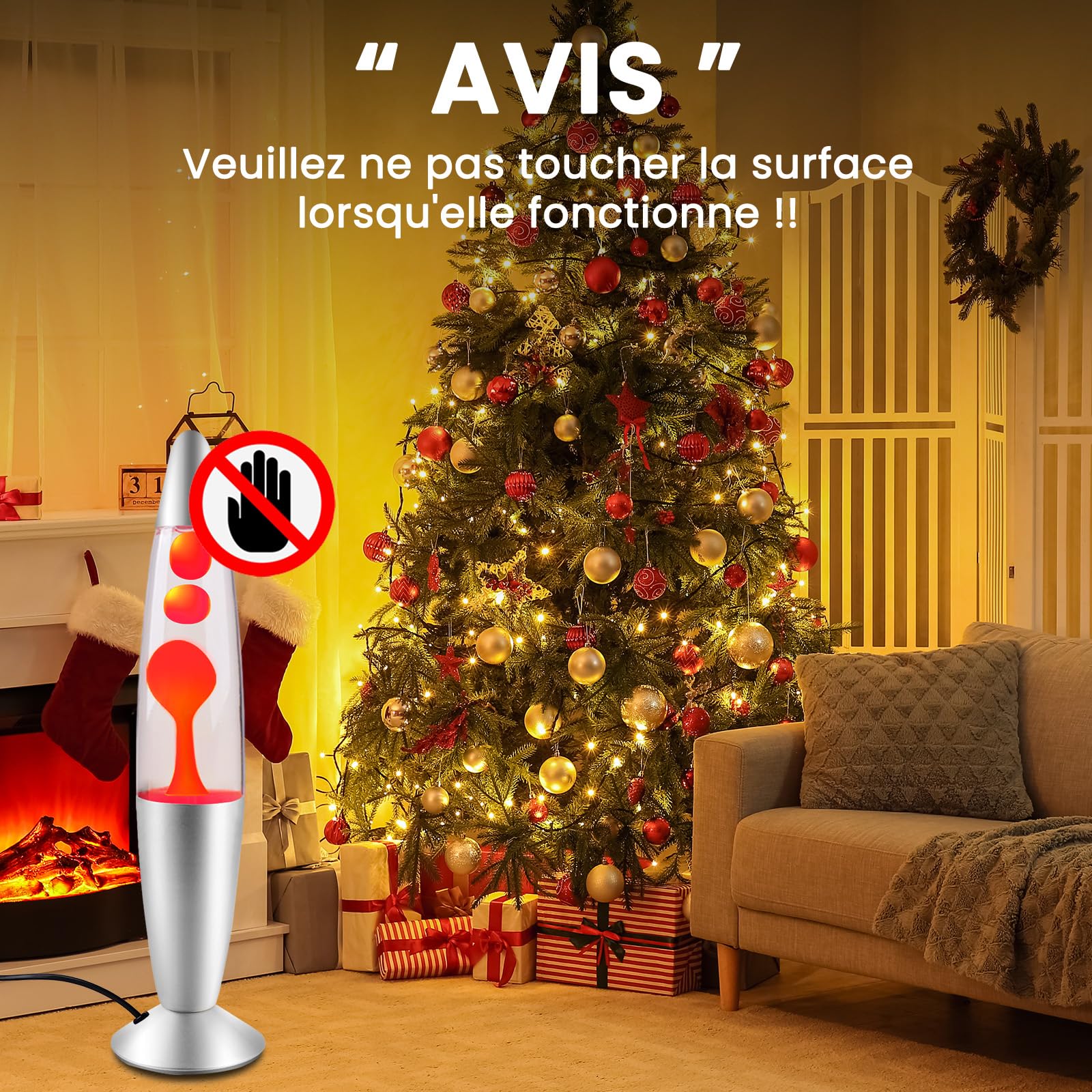 Klarlight Lampe à Lave 34cm Magique 25W Avec Interrupteur à Câble - Idée Cadeau de Noël Comprenant Une Ampoule - Rétro (Rouge)
