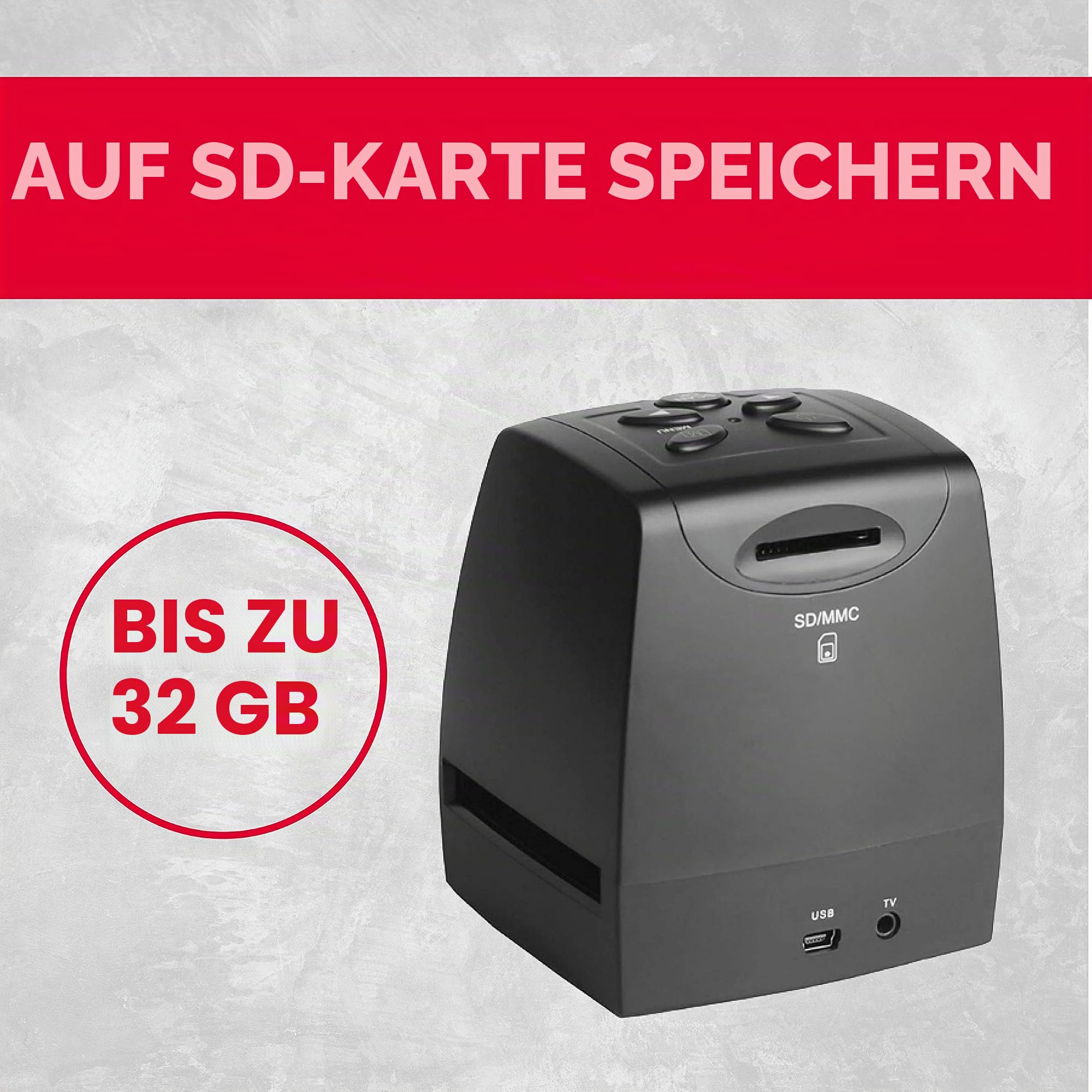 AgfaPhoto – Digitale Filmscanner – Realiview AFS100 – 10 MP, 2,4" LCD-Bildschirm – 35-mm/135-Dias und Negative – Schwarzweiß-Negative – Inklusive Kabel und Halterungen