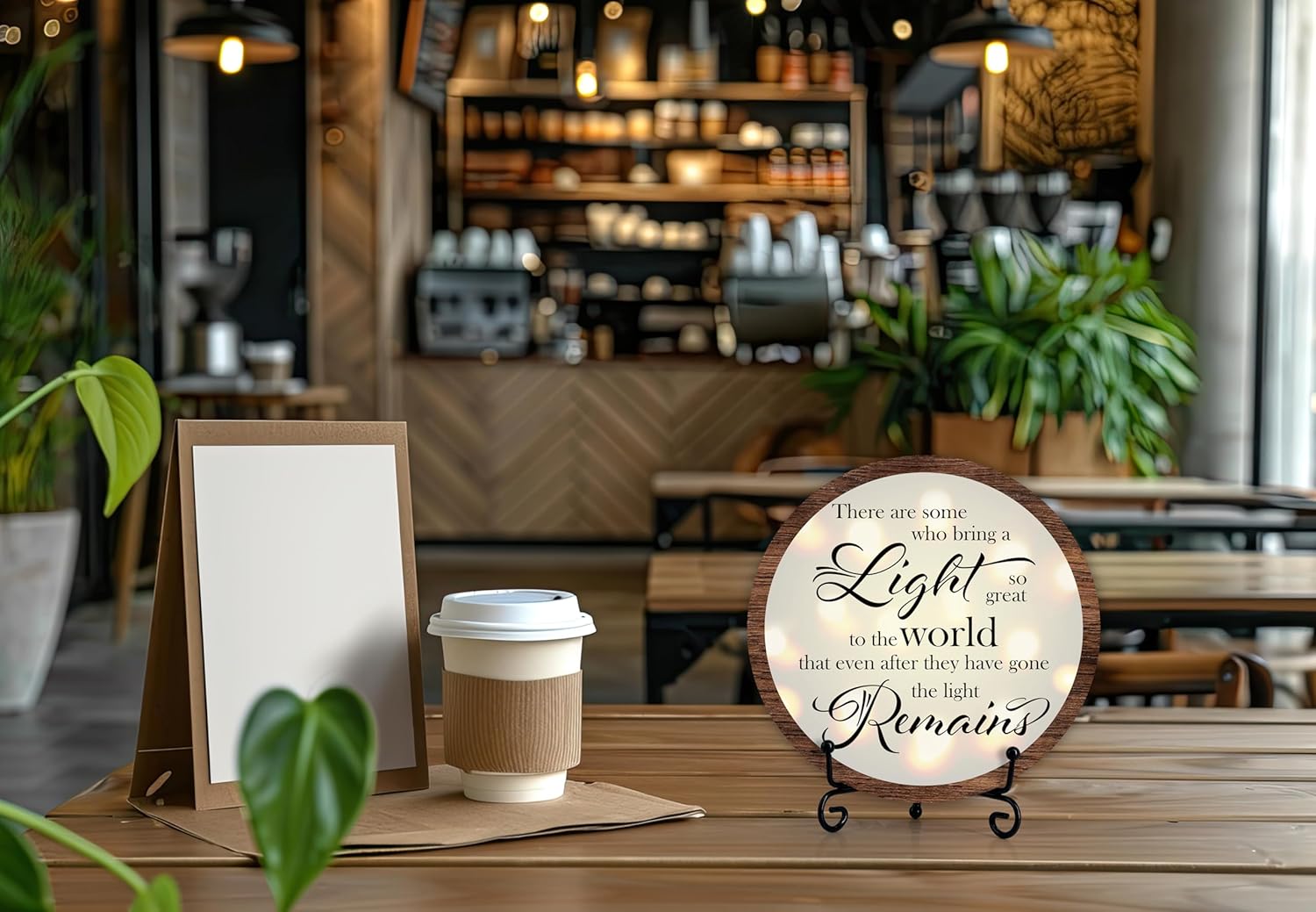 There Are Some Who Bring A Light Memorial Wood Sign, Sympathy Gifts For Loss Of Mother Father Grandma Grandpa, Celebration Of Life Decor For Home Bedroom, Wooden Round Decor With Stand -08 - Image 3