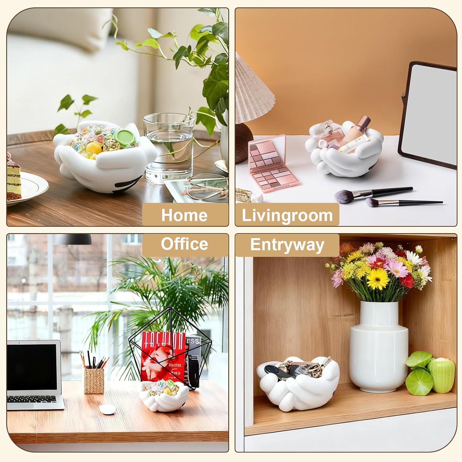 Cartoon Mouse Hand Candy Bowl, Resin Multifunctional Storage Organizer for Candies Keys Cosmetics, Decorative Holder for Home Office Entryway