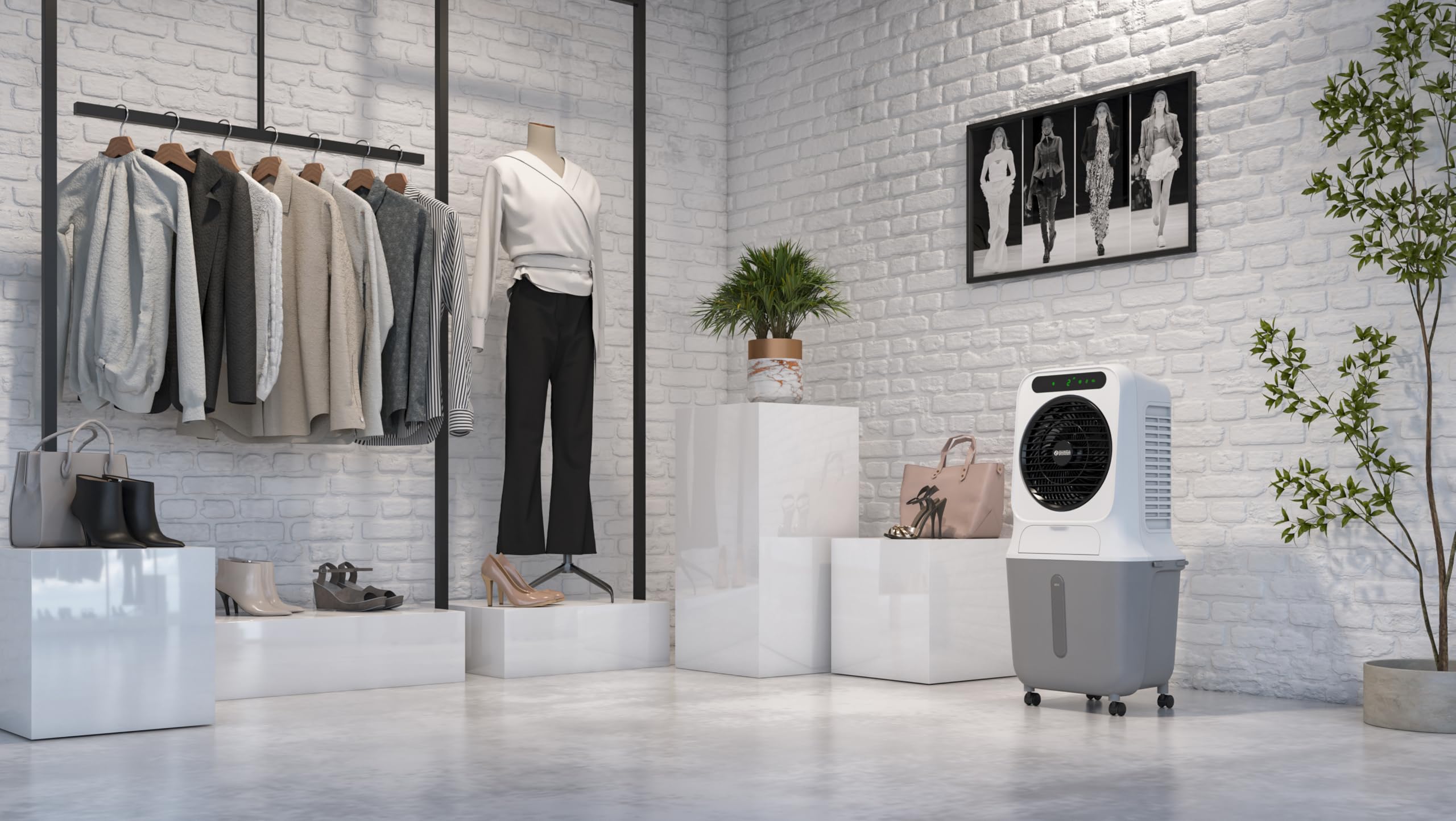 Olimpia Splendid, Peler 25 Wifi Raffrescatore Evaporativo, 25 Litri, Purificatore d'Aria con Pannello Evaporativo, Raffrescamento Potente, Ventilazione, Display Touchscreen,