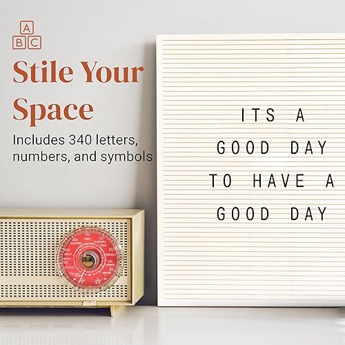 Miniatura 4 de Stiles Juego de letreros de madera de 12 x 16 pulgadas, con 340 letras, números y símbolos de plástico, tablero de mensajes de madera