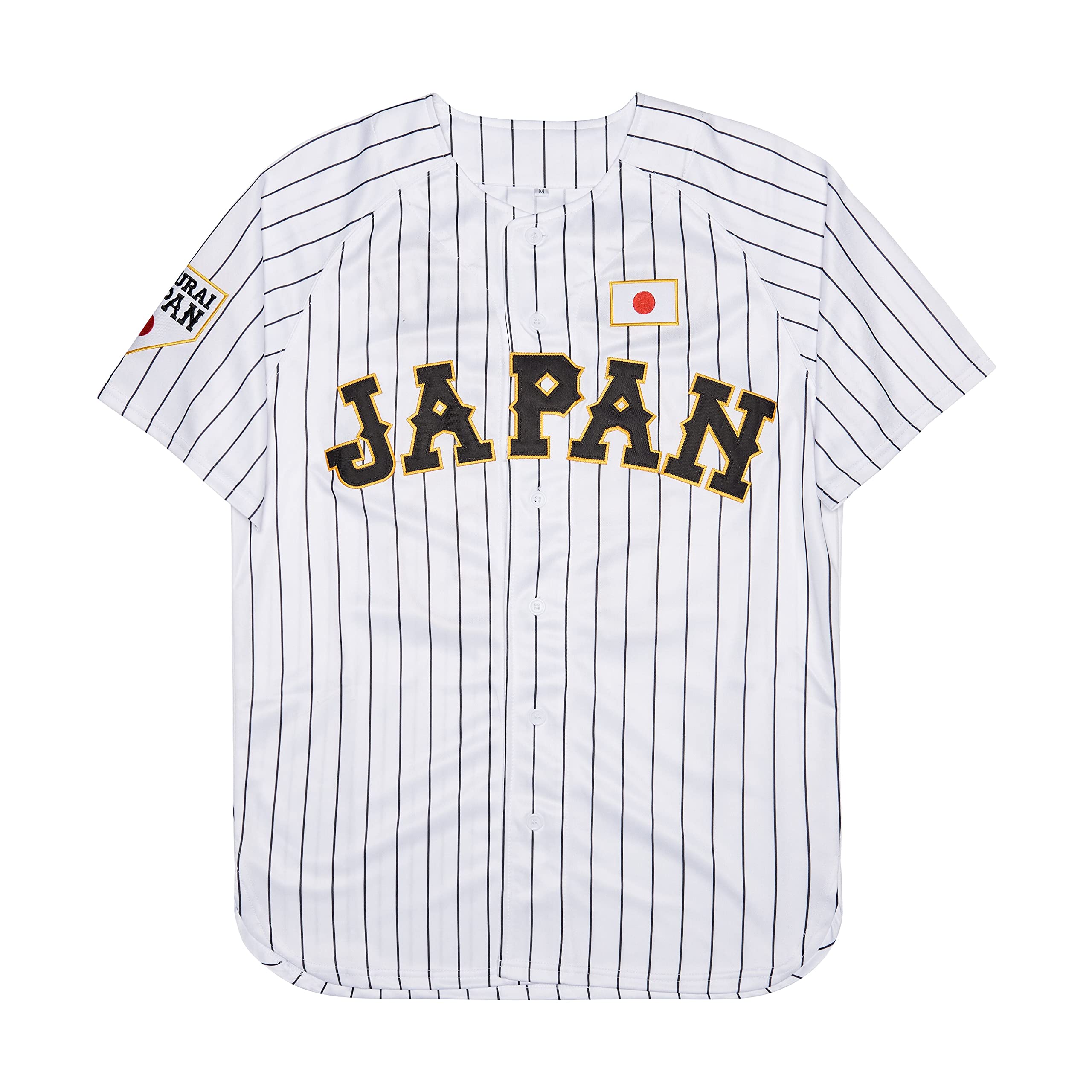 Herren #16 Ohtani Japan Samurai Weiß Schwarz Nadelstreifen Hip Hop Baseballtrikot