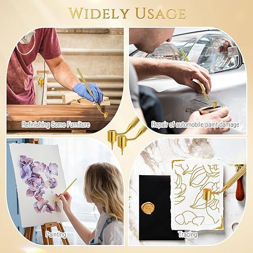 Miniatura 7 de 2 bolígrafos de pintura de línea fina con detalles de color dorado y líquido, aplicador de pintura para retocar bolígrafos de pintura de precisión