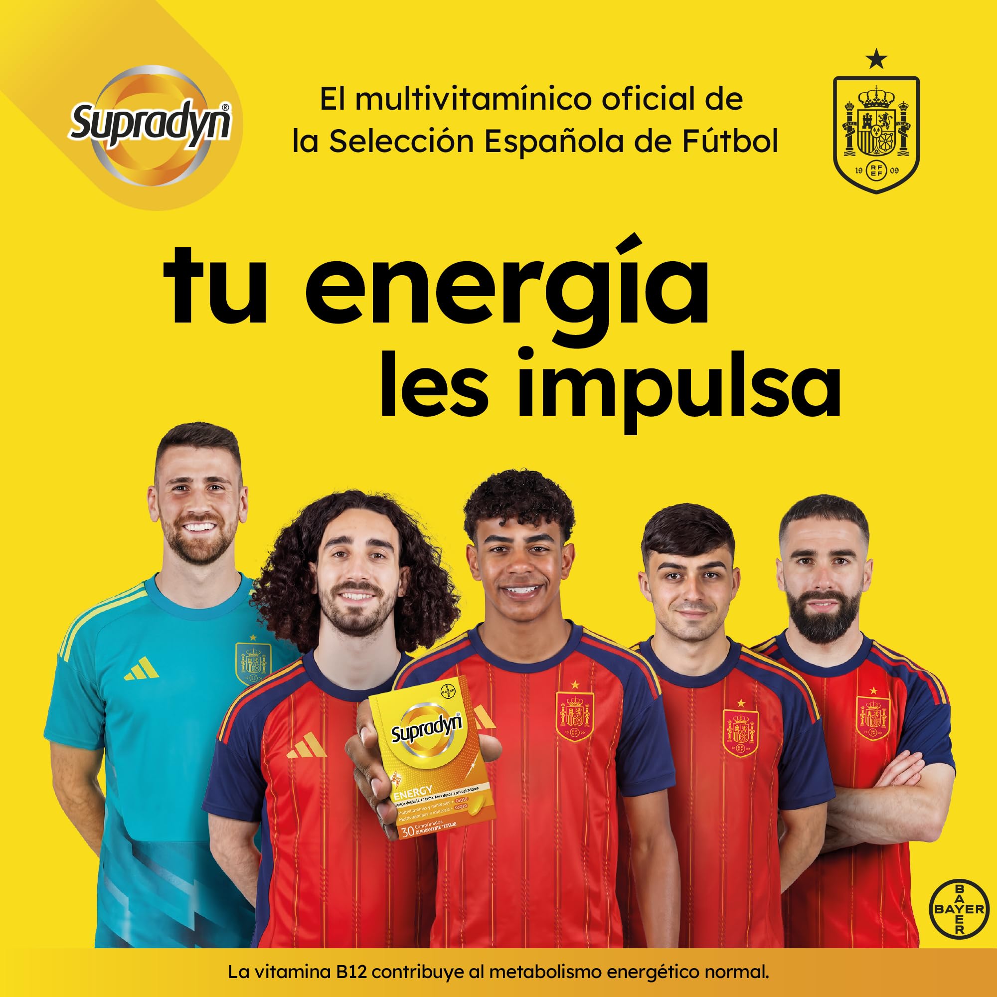 Supradyn Energy Multivitamínico para hombres y mujeres, Complejo Vitamínico Con Efecto Energía, 13 Vitaminas, 9 Minerales Y Coenzima Q10, Sin sabor, Amarillo, 30 Comprimidos