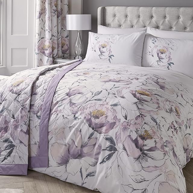 Dreams & Drapes - Peony - Easy Care Duvet Cover Set - King Bed Size in Amethyst