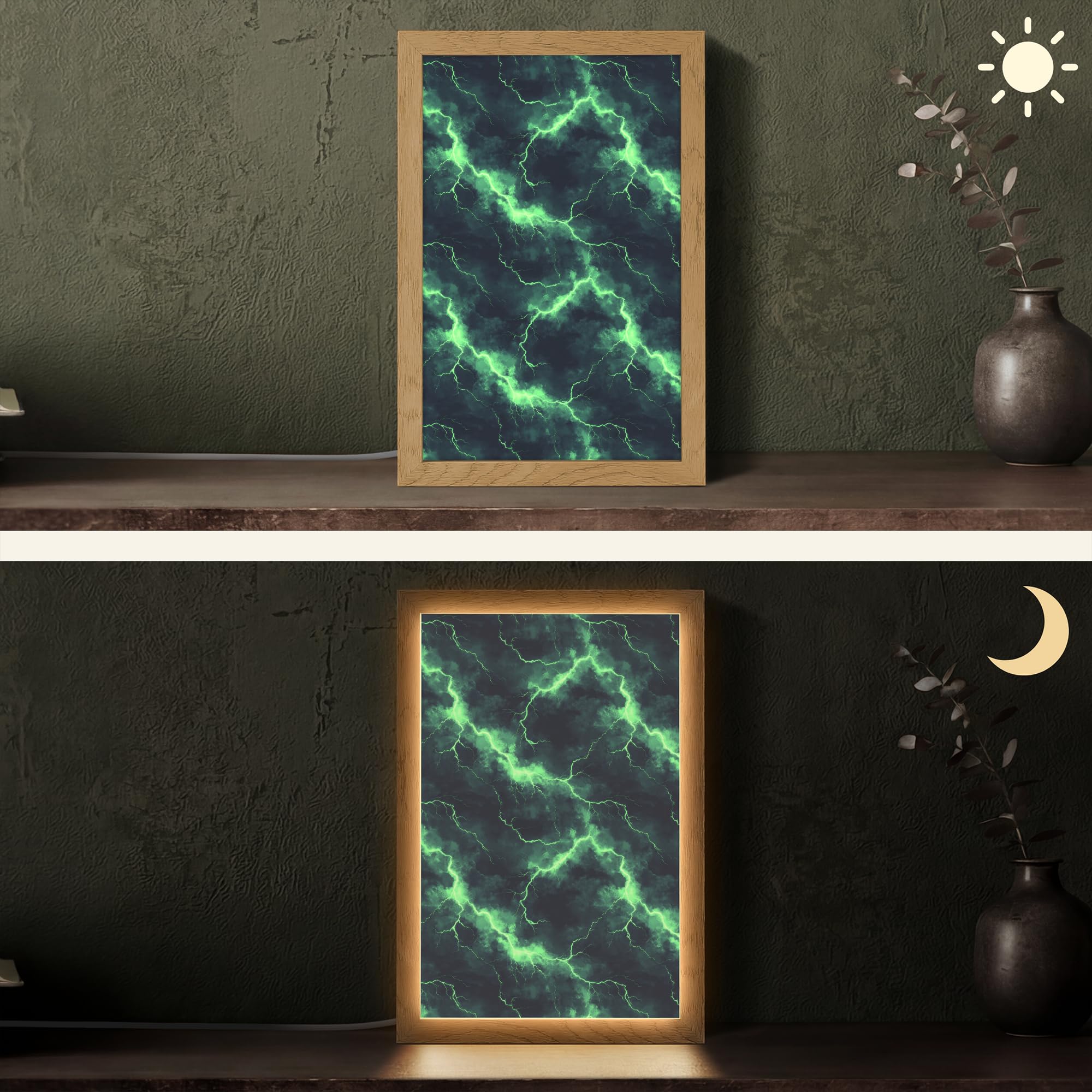 Luz Nocturna [template] 20x30 cm Lamparas Mesita De Noche Night Light Table Lamp Lampara Escritorio Lamparita Verde - Rayo - Tormenta