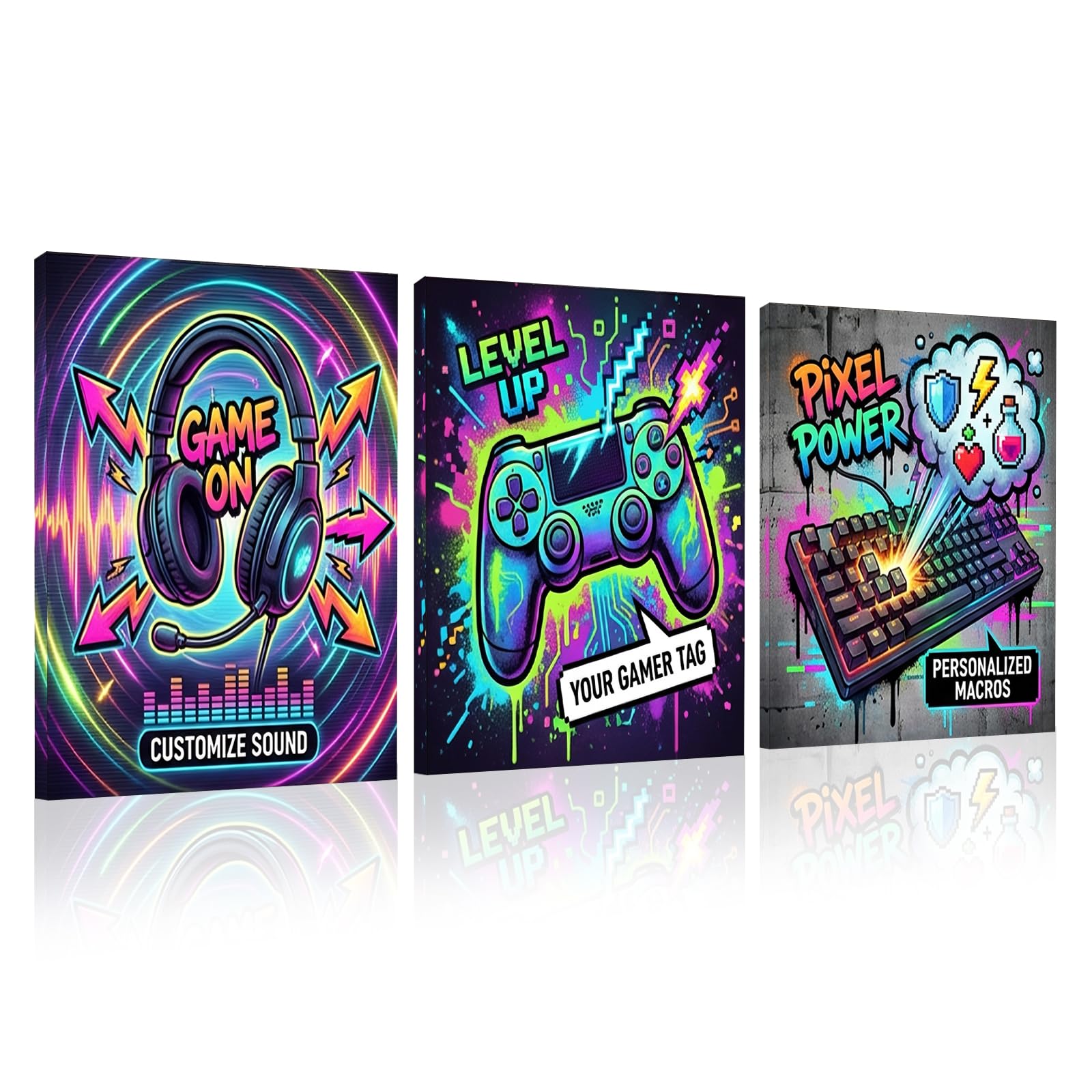 hocadon 3 x Game Wall Pictures 40x30cm Modern Pictures Living Room