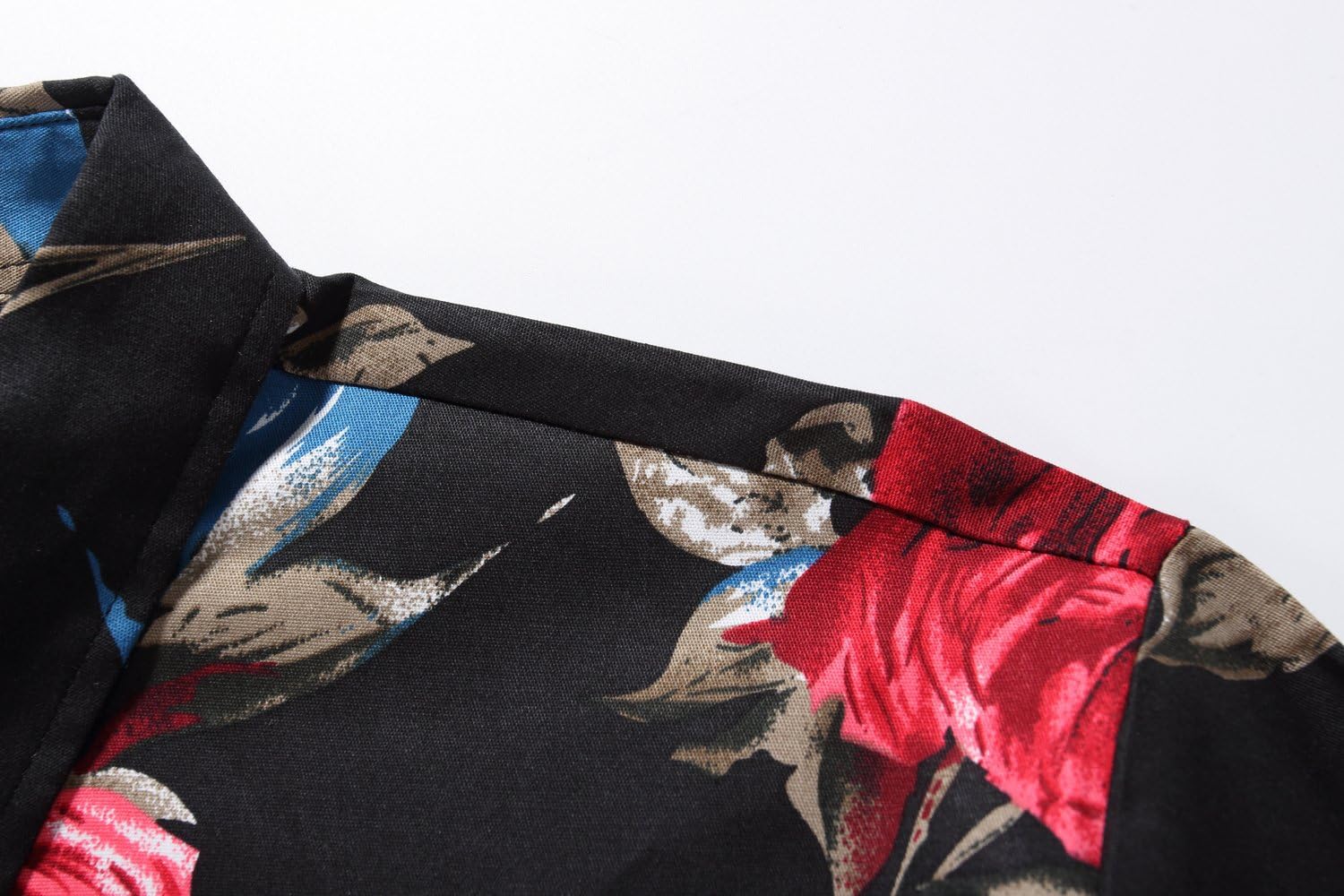 SSLR Men's Floral Cotton Button Down Long Sleeve Hawaiian Shirt - Image 3