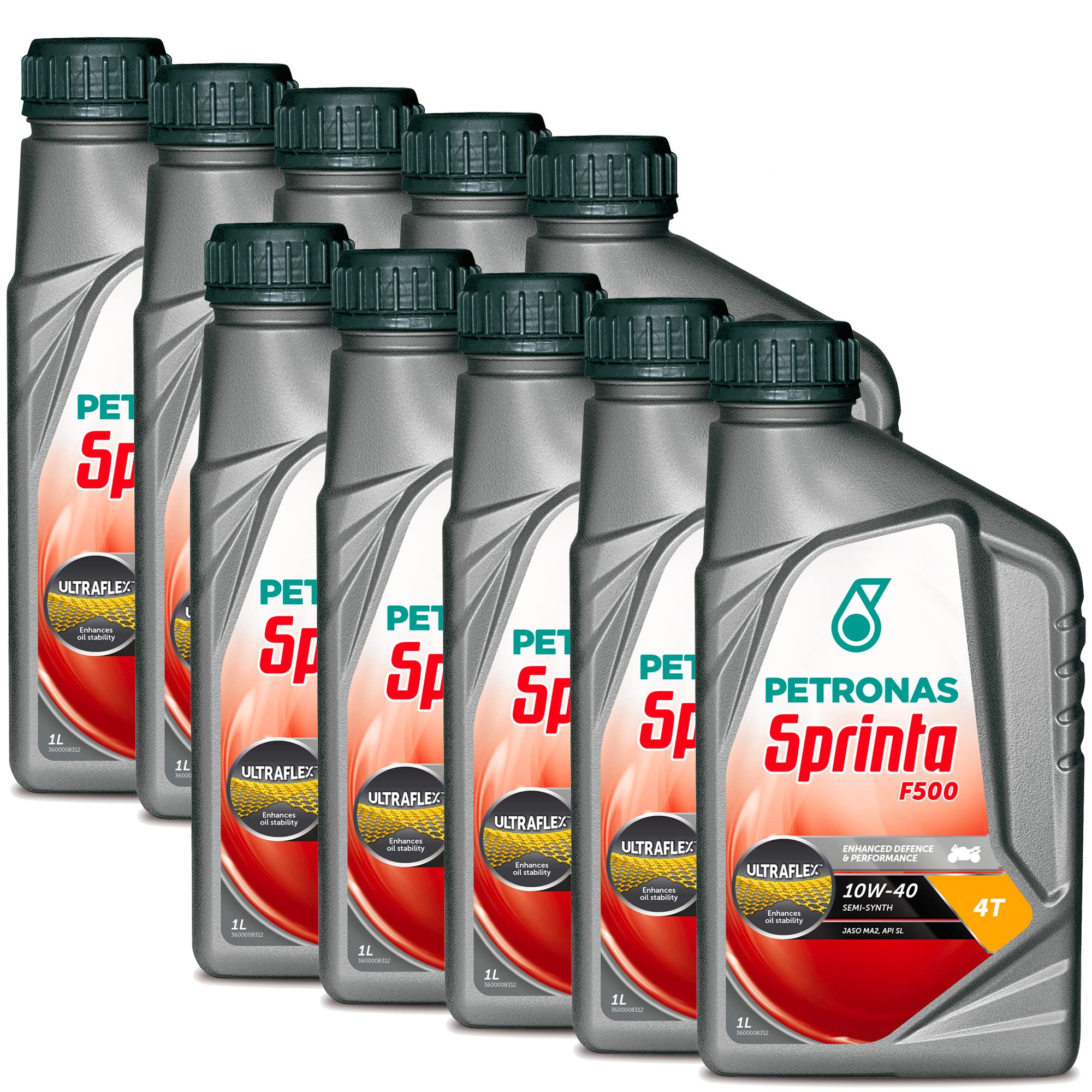 Petronas Kit 10x Sprinta Olio Motore Semi Sintetico Moto Scooter 4 Tempi F500 10W-40 1L - 10 Cofezioni da 1 Litro