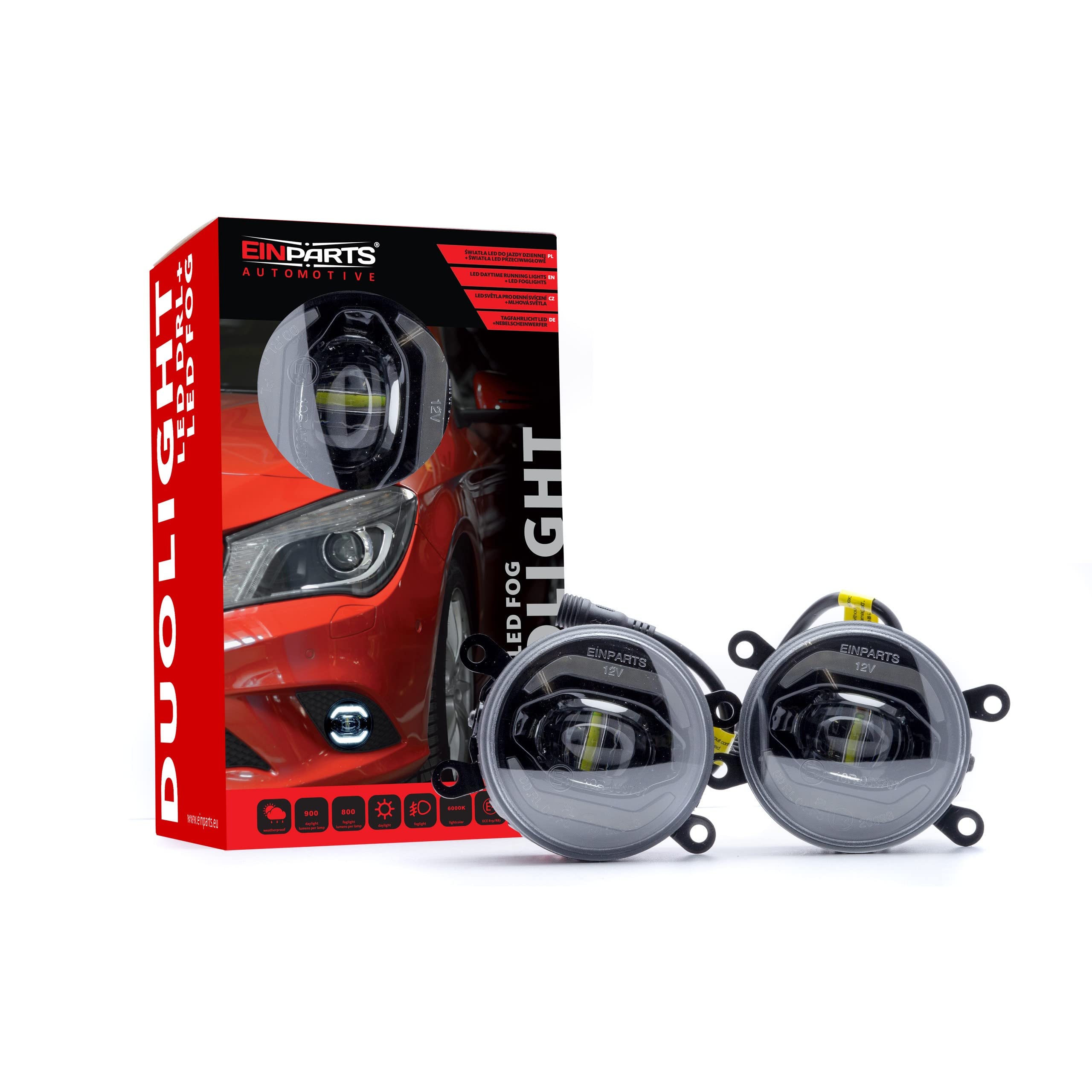 EinParts 2 en 1 Luz de circulación diurna del coche LED con certificado E4 R87, Luz Antiniebla Delantera Para Citroen, Dacia, Nissan, Opel, Fiat, Peugeot, Renault, Ford, Honda, Suzuki, Mitsubishi