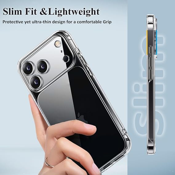 Crystal Clear for iPhone 17 Pro Max Case [Anti-Yellowing] [Superior Military-grade Protection] Shockproof Protective Phone Case Thin Slim Cover for iPhone 17 Pro Max