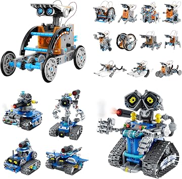 Bundle - 2 Items Sillbird 12-in-1 Solar Robot Toys & Robot Building Kit with Remote Control for Boys Ages 8-14, Christmas STEM Robotics Technic Toy, Birthday Creative Gifts for Kids