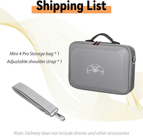 Miniatura 7 de O'woda Mini 4 Pro - Bolsa de almacenamiento portátil impermeable con correa de hombro ajustable para accesorios DJI Mini 4 Pro, compatible con mando