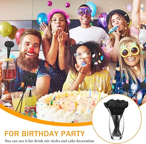 Miniatura 6 de Mumufy 200 agitadores de cóctel de 7.3 pulgadas, agitadores de bebidas negras, palitos desechables para bebidas, barra de mezcla de plástico para