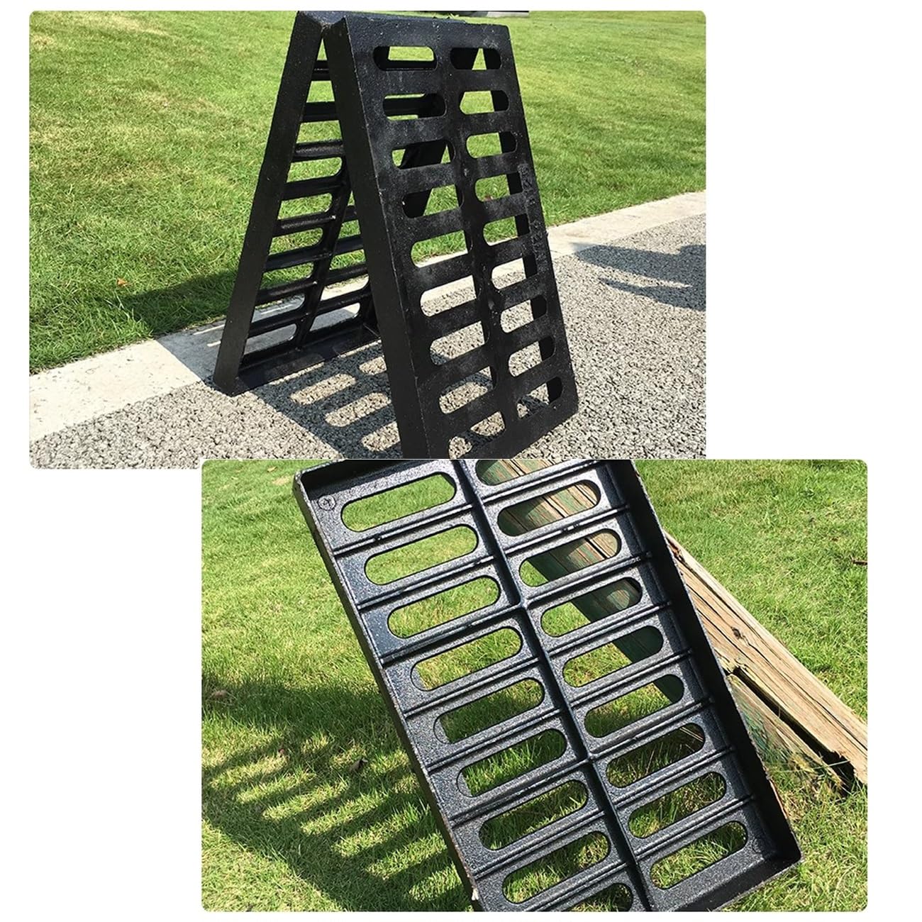 Griglia di scarico rettangolare in ghisa resistente, per patio, prato e giardino, 50 x 30 x 3 cm, facile installazione