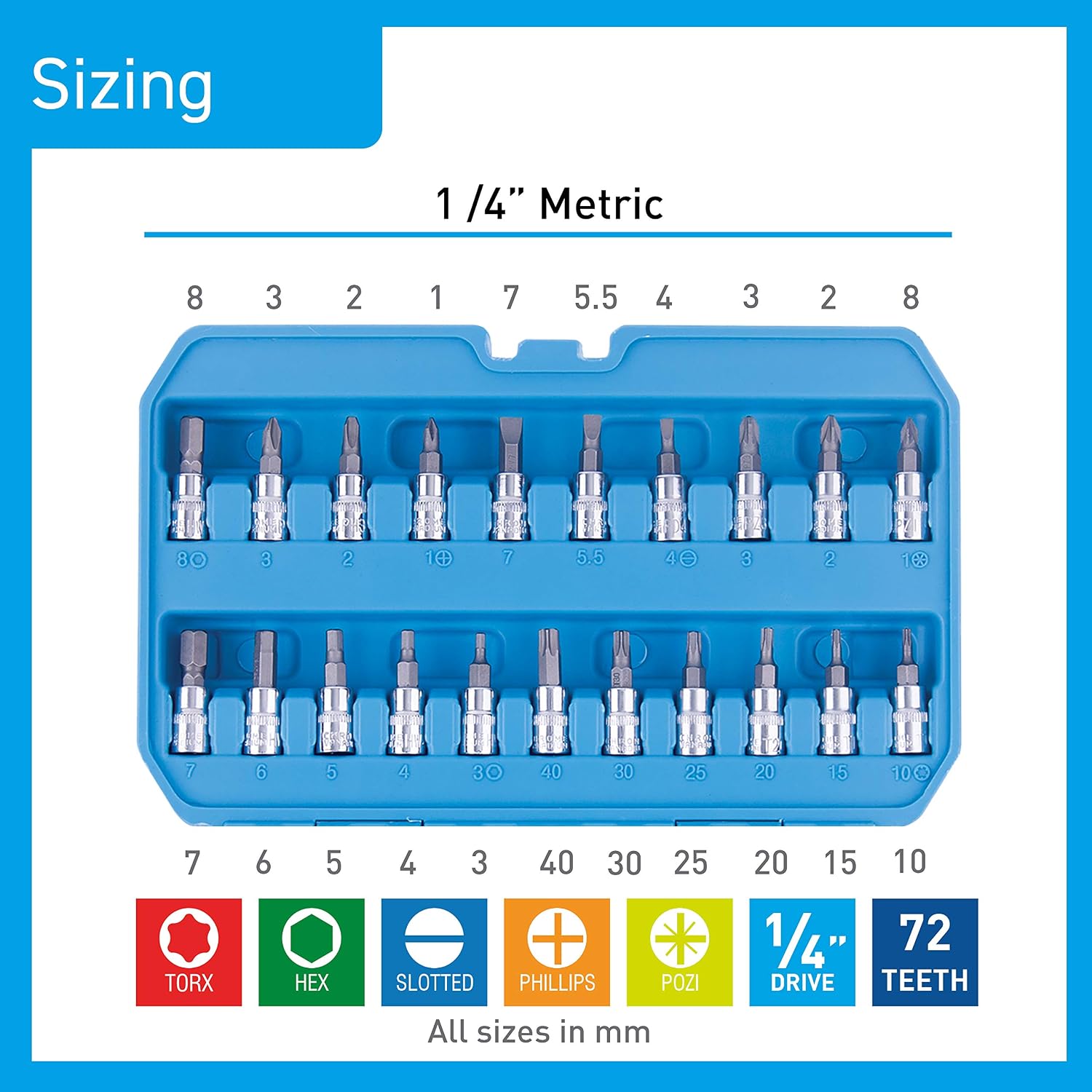 Blue Spot 01530 46 Piece 1/4" Chrome Vanadium Socket Set