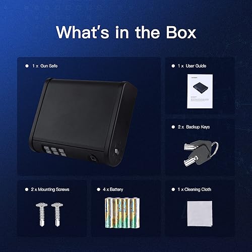 Miniatura 7 de LAKSAFE Caja fuerte biométrica para pistola de 2 pistolas, caja de seguridad de huellas dactilares para objetos de valor