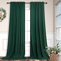 Vista 84 de Cortinas de lino natural semitraslúcidas Pitalk de 36 pulgadas de ancho para sala de estar, juego de 2 paneles con pestaña trasera, cortinas