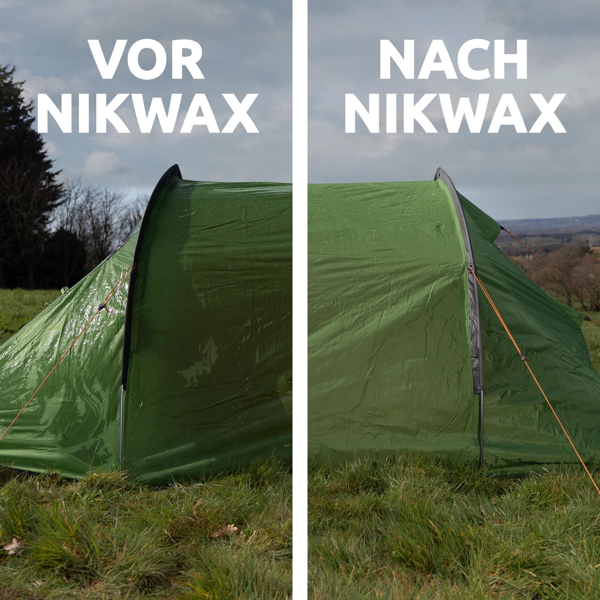 Nikwax Tent & Gear SolarWash und Tent & Gear SolarProof Doppelpack 2 x 500ml, Zeltreiniger und Imprägnierspray für Camping, mit UV-Blocker, für 