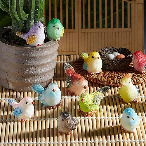 Miniatura 4 de Jetec 30 piezas de accesorios de jardín, figuras decorativas de pájaros, figuras de pájaros en miniatura para jardín, casa de muñecas en miniatura,