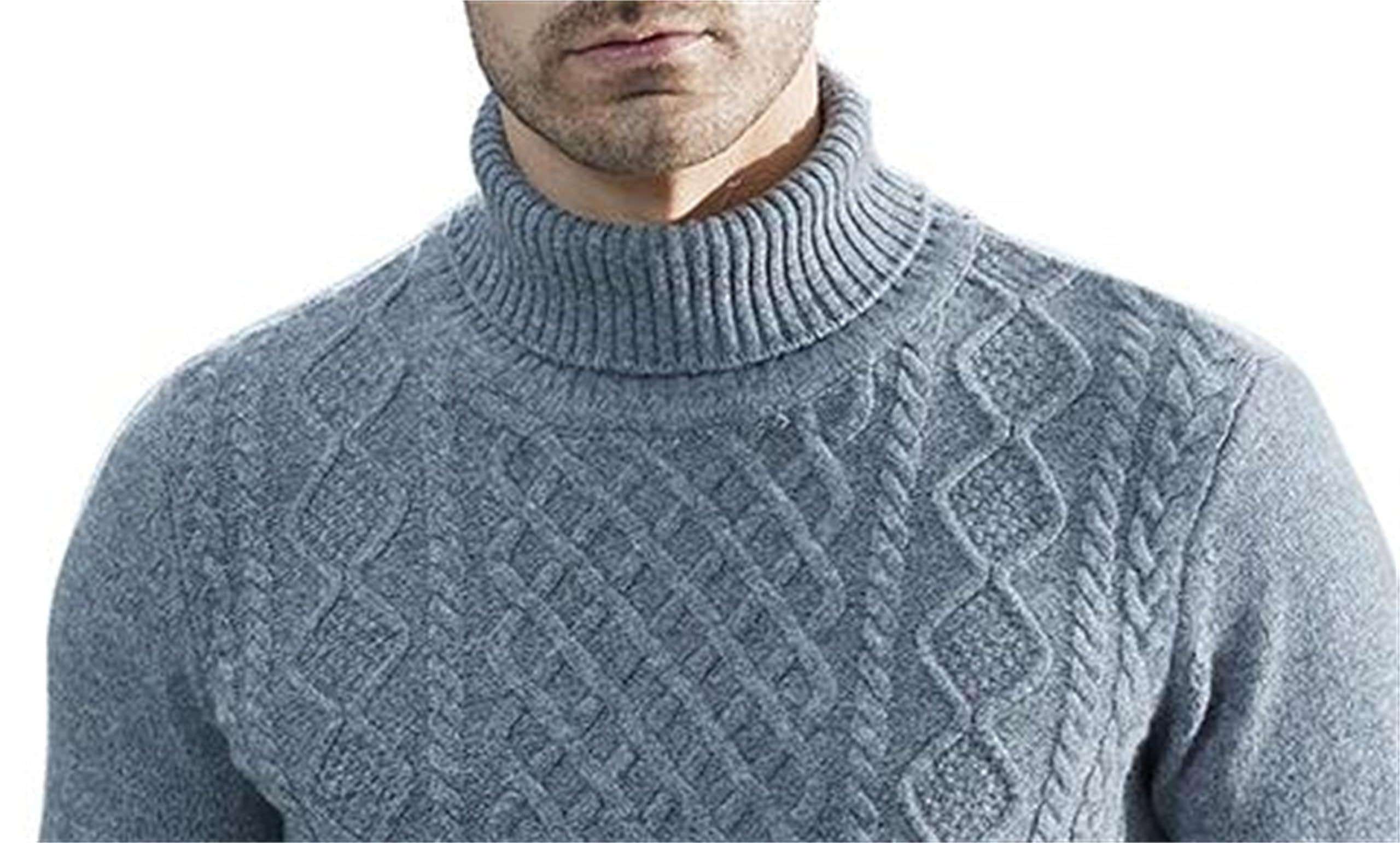 Mnjyihy Maglione in Cashmere Lavorato A Maglia A Collo Alto da Uomo Maglione A Maglia Spessa in Lana Merino da Uomo