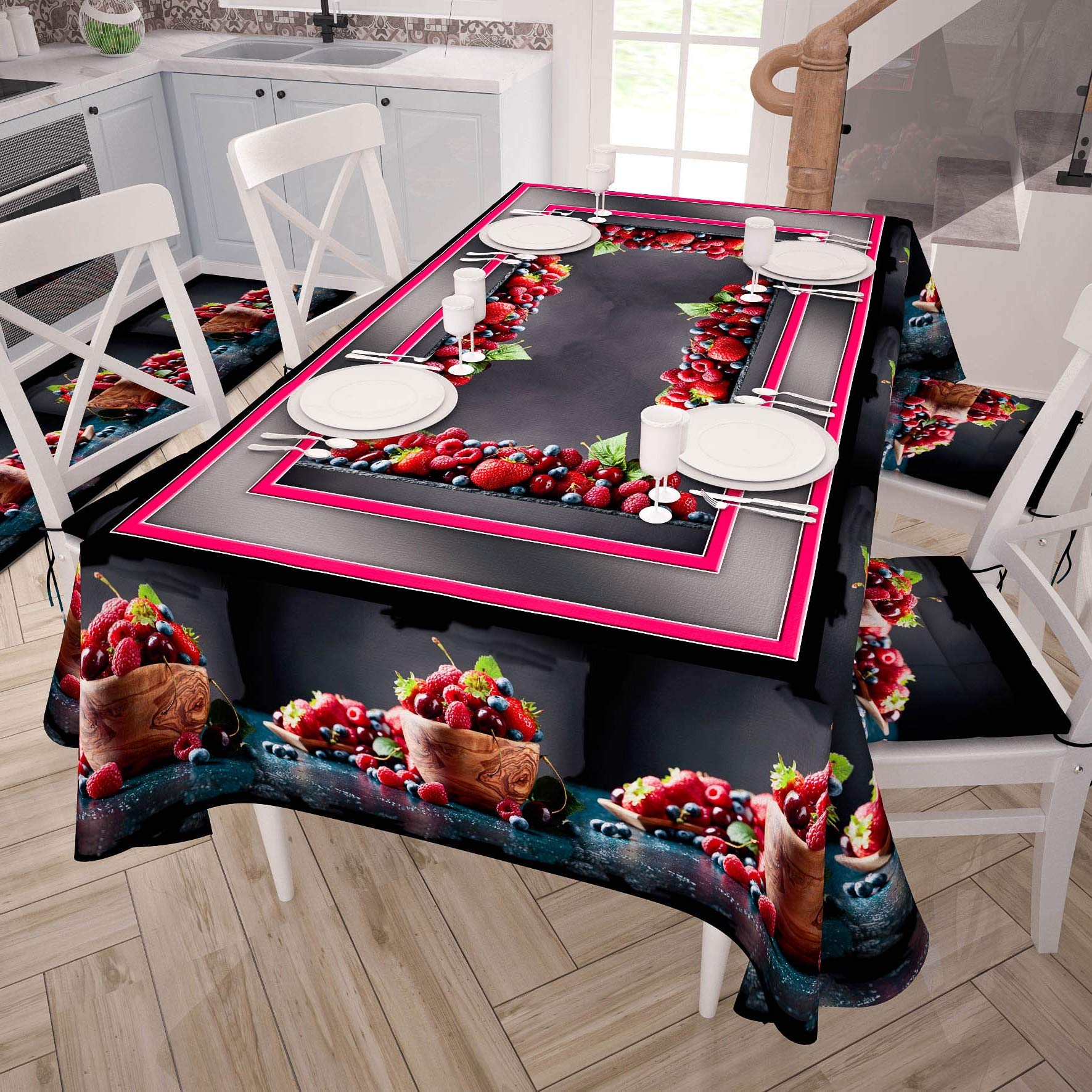 PETTI Artigiani Italiani Rectangular, Microfiber, Decorative Printed Table Cloth, 100% Made in Italy, Berries, 140x450 - Image 2