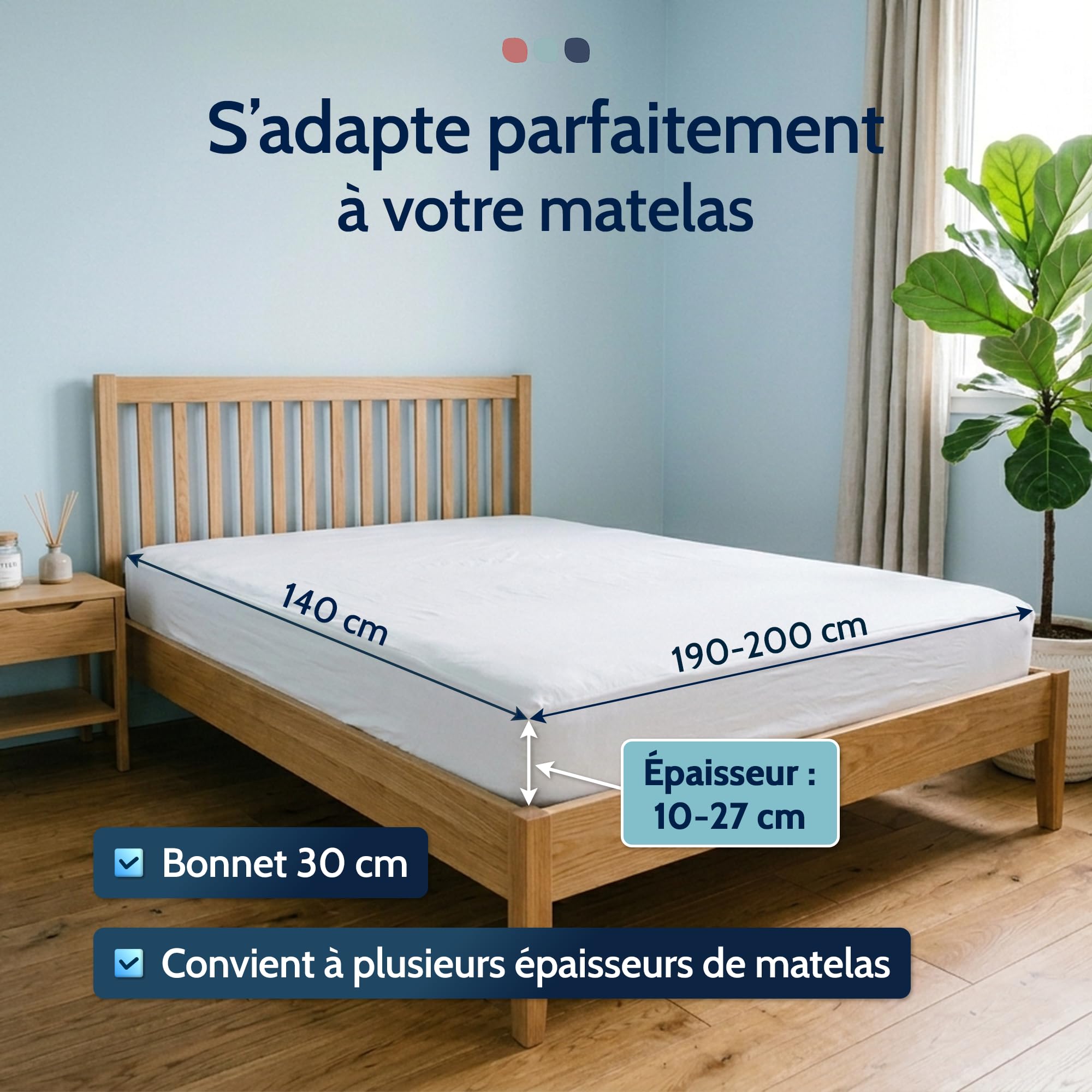 Linge des Familles - Protège Matelas Coolplus® Imperméable 140x190 cm - Alèse Respirante Thermorégulante - Evacue la Transpiration - Bonnet 30 cm - Oeko-TEX® Standard 100 - Made in Europe