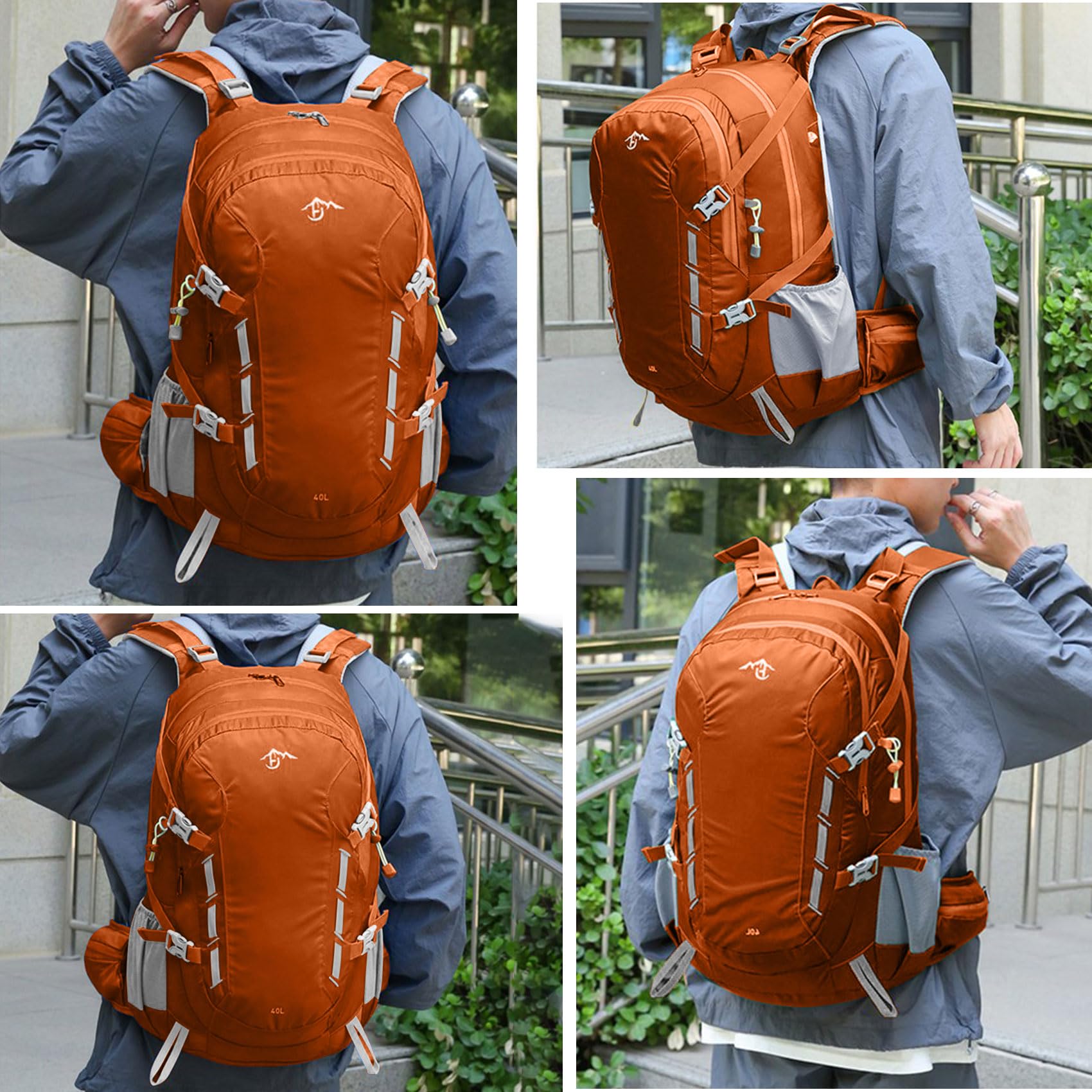 Long Keeper Zaino Trekking - Impermeabile 40L Campeggio Zainetto con Copri Pioggia Leggero Zaino Montagna Zaino di Sport Esterno per Arrampicata Sci Ciclismo Viaggi