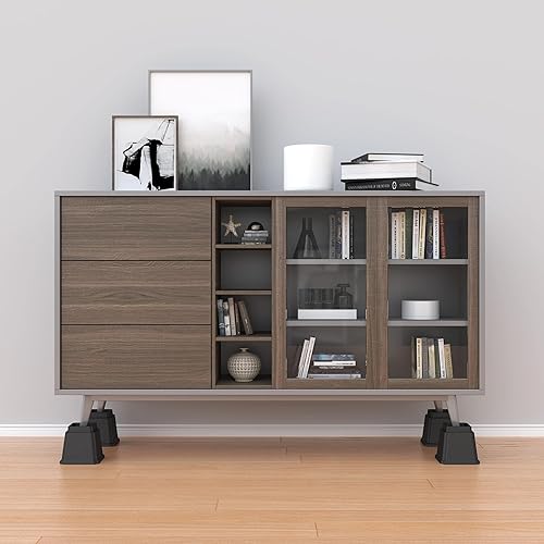 Miniatura 3 de Elevadores de cama resistentes de 5 pulgadas, juego de 6 elevadores de hasta 3,000 libras, elevadores de muebles para sofá y mesa, color negro