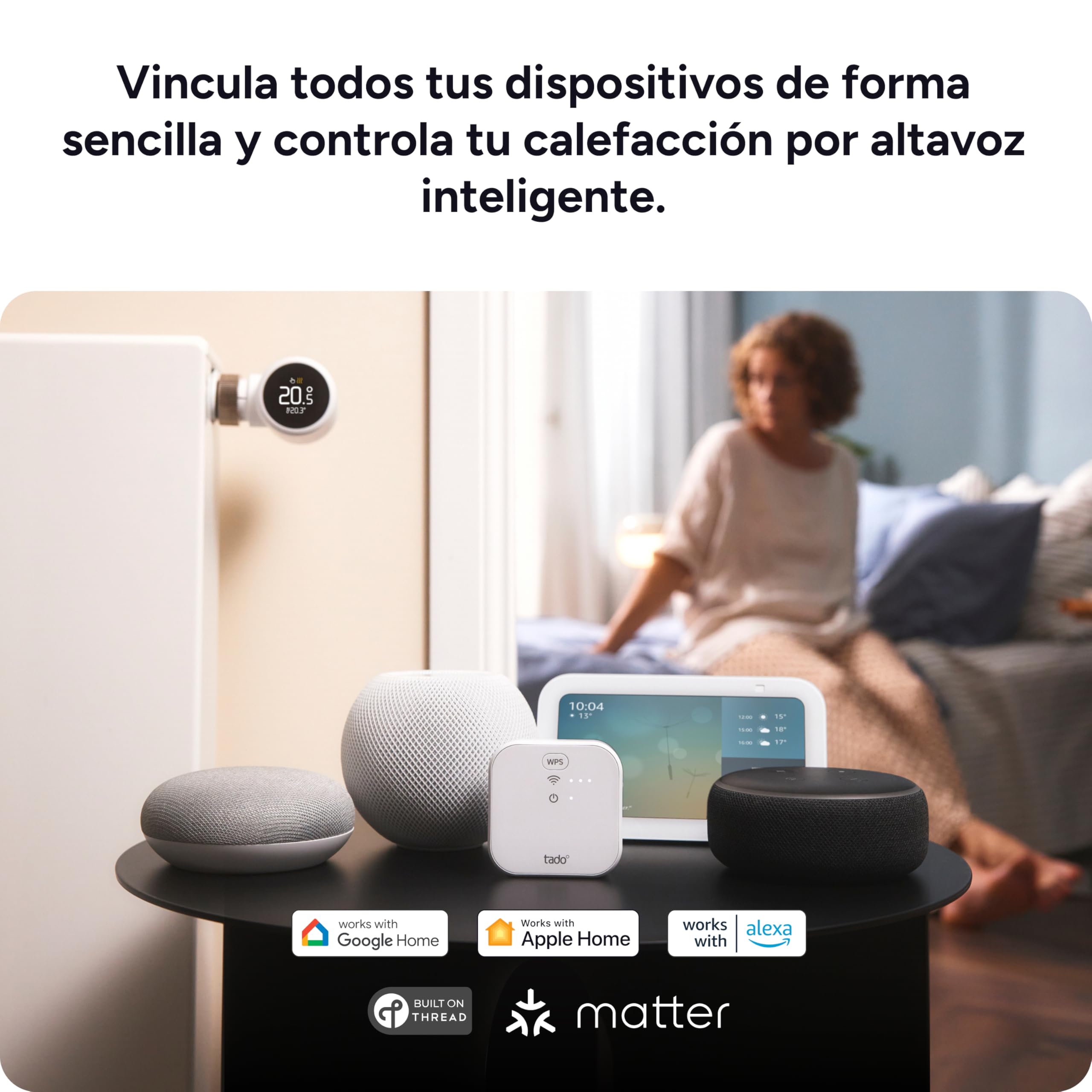 tado° Termostato de radiador inteligente X: Pack Trío, aplicación y altavoz inteligente (Alexa, Siri, Google Assistant), ahorra energía, instalación sencilla