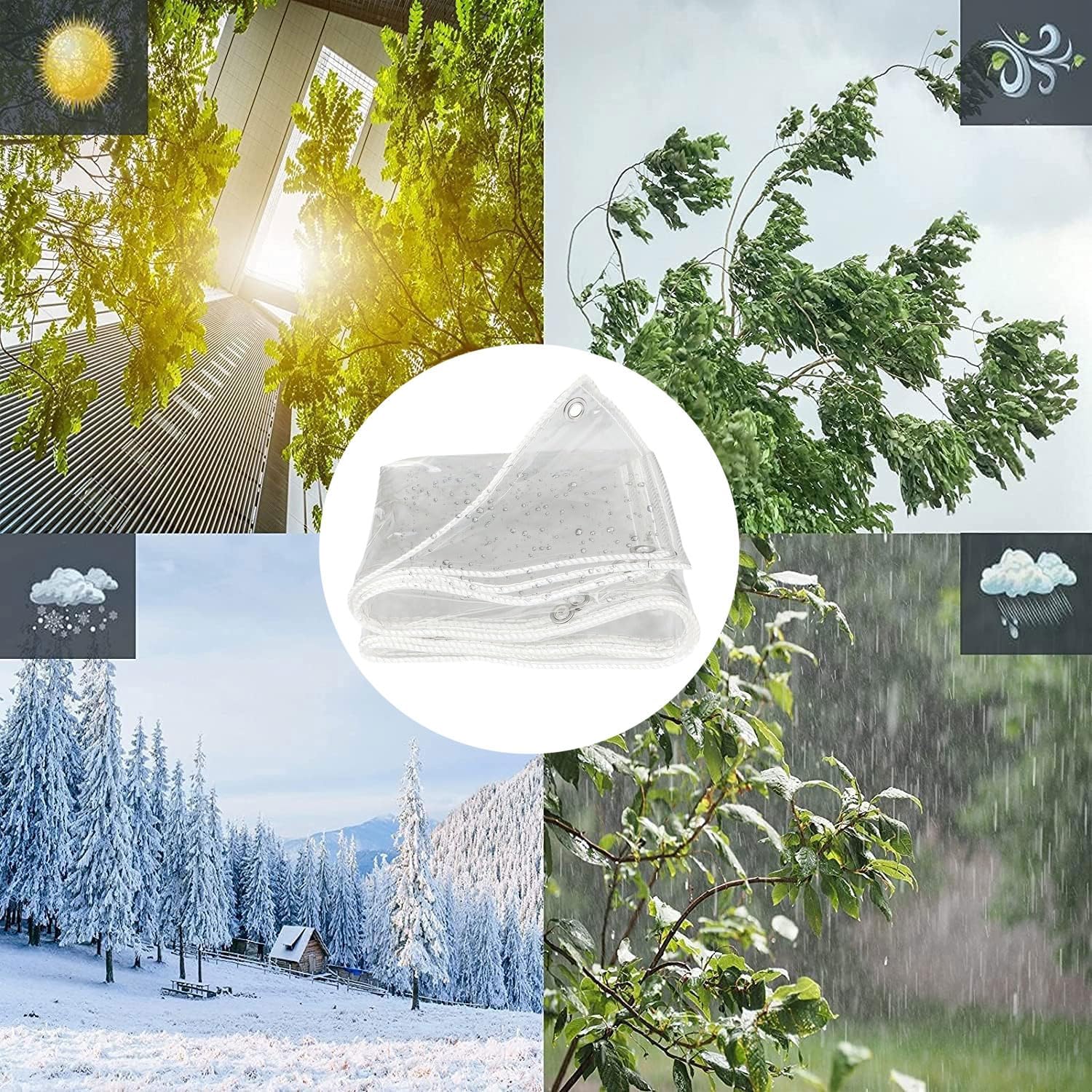 Clear Tarps Heavy Duty PVC Waterproof 6.6x6.6ft, Plastic Tarps for Furniture Multifunctional, Tarp Covers for Canopy Rip and Tear Proof, Waterproof Tarps Outdoor Durable