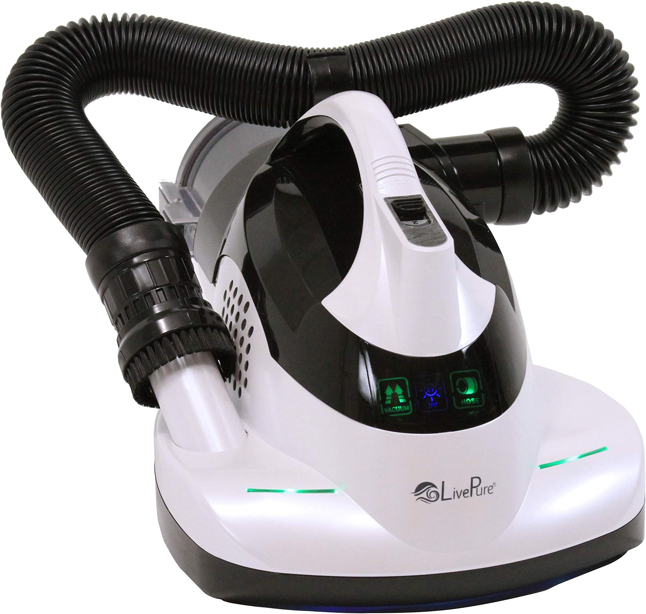 LivePure Ultramite UVC HEPA Allergen Vacuum & Fabric Sanitizer Effectively Removes Dust Mites, Bacteria, Viruses on Bedding, Mattress, Furniture, Upholstery, White