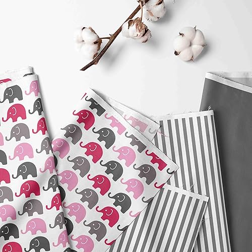 Miniatura 2 de Bacati - Funda de almohada de lactancia de elefantes rosa/gris, tela ultra suave 100% algodón en un diseño moderno de dos caras, se adapta a todas