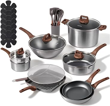 CAROTE 26pcs Pots and Pan Set Nonstick, Cookware Sets