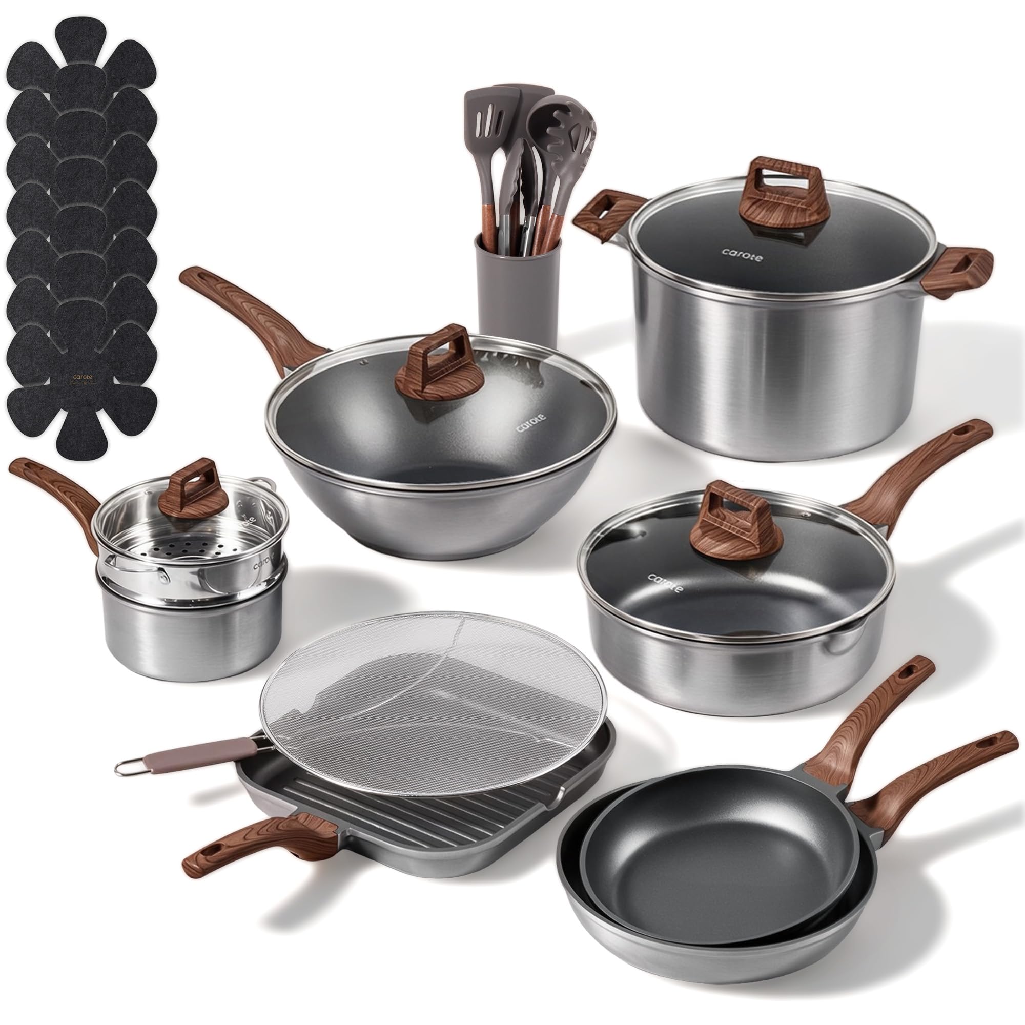 CAROTE 26pcs Pots and Pan Set Nonstick, Cookware Sets