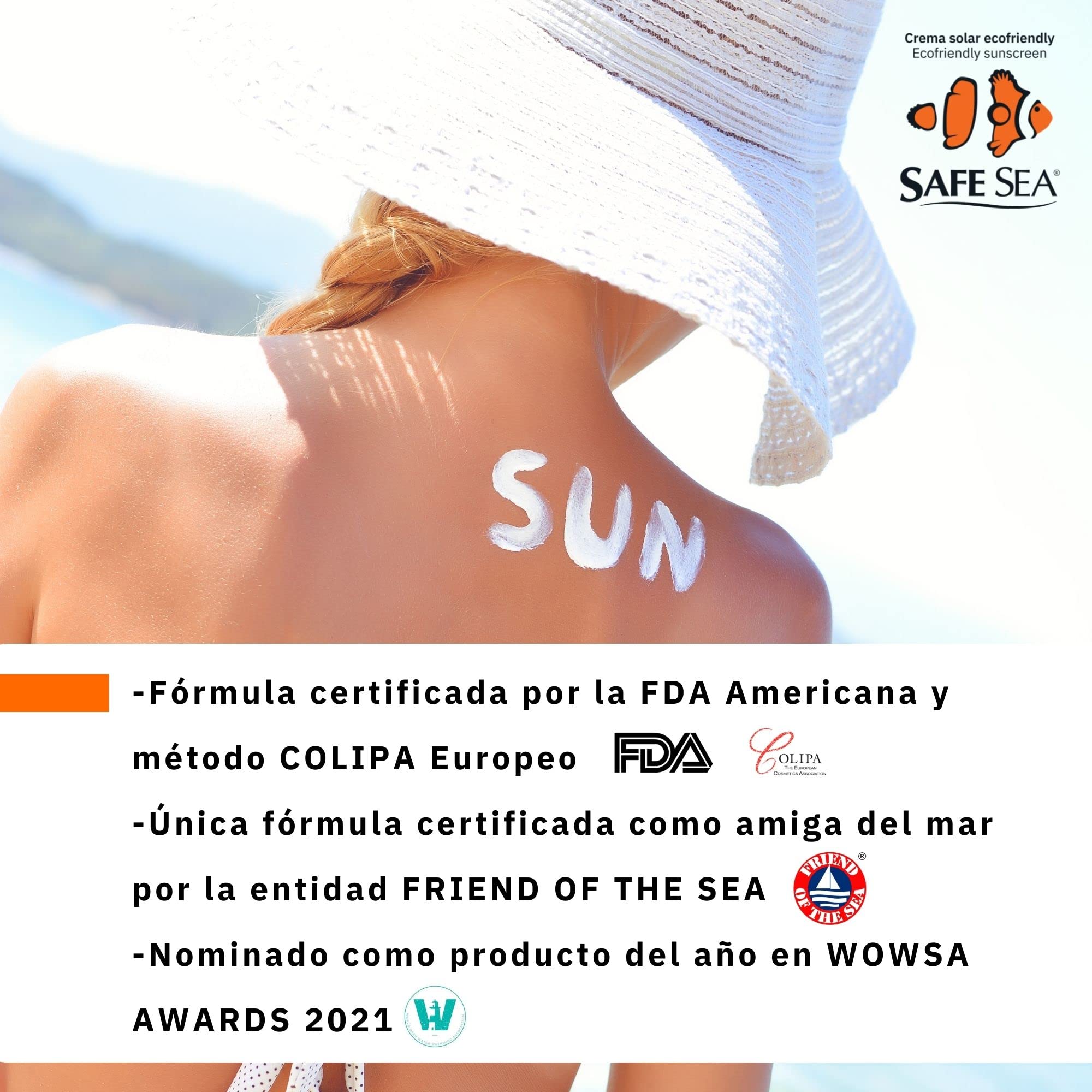 SAFE SEA - Solar Medusas Crema Solar 50 SPF Adultos 250ml | Protector Solar 50 Eco-Friendly | Spray Solar 50 | Proteccion Solar 50 SPF | Antimedusas