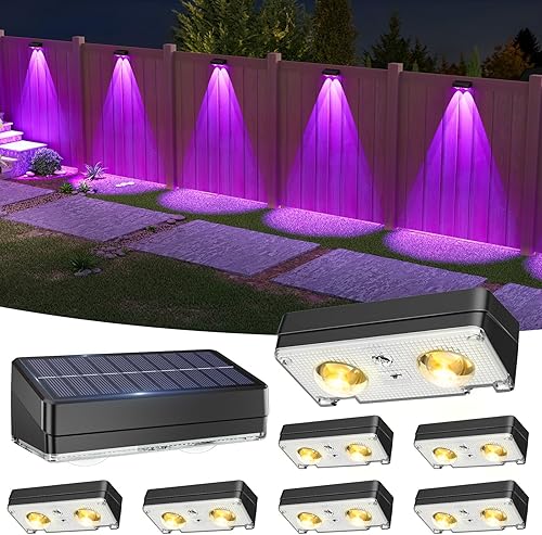 Miniatura 9 de VOLISUN Paquete de 12 luces solares para valla al aire libre, 10 colores y luces que cambian de color, funcionan con energía solar, luces solares