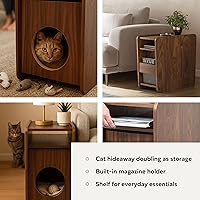Vista 3 de WERMO Mesa Auxiliar Refugio para Gatos de 12'' - Casa para Gatos de Interior y Cama Cueva Cerrada y Escondite para Mascotas Pequeñas